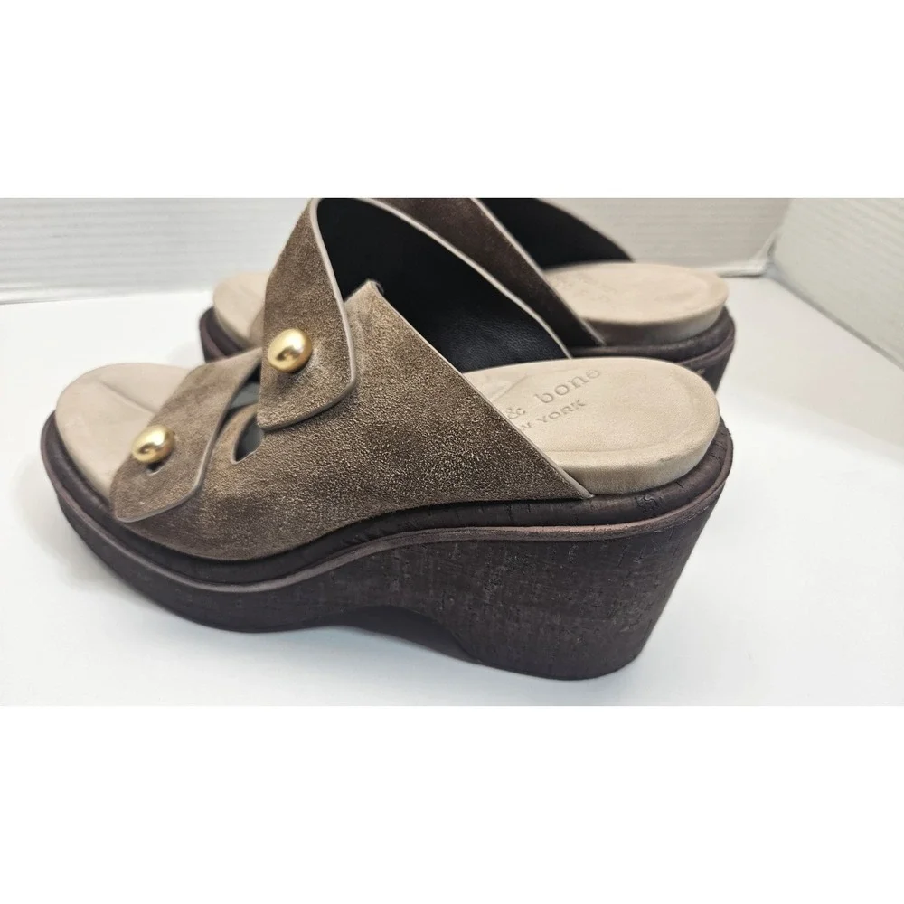 Rag & Bone Wedge‎ Sandals Womens 37.5 Leather New York Support Comfort Classic